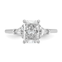 14K White Gold 0.50 Carat Lab Grown Diamond VS+ F+ Triangle 1.50 Carat Radiant Center Semi Mount Three Stone Engagement Ring view 4