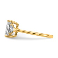 14K Yellow Gold 0.50 Carat Lab Grown Diamond VS SI+ G+ Triangle 1.50 Carat Radiant Center Semi Mount Three Stone Engagement Ring view 3