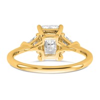 14K Yellow Gold 0.50 Carat Lab Grown Diamond VS SI+ G+ Triangle 1.50 Carat Radiant Center Semi Mount Three Stone Engagement Ring view 5