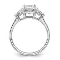 14K White Gold 2.50 Carat Certified Lab Grown Diamond VS SI+ G+ Radiant and Triangle Complete Three Stone Engagement Ring view 2
