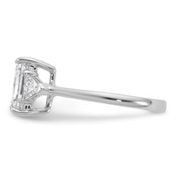 14K White Gold 2.50 Carat Certified Lab Grown Diamond VS SI+ G+ Radiant and Triangle Complete Three Stone Engagement Ring view 3