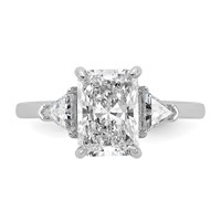 14K White Gold 2.50 Carat Certified Lab Grown Diamond VS SI+ G+ Radiant and Triangle Complete Three Stone Engagement Ring view 4