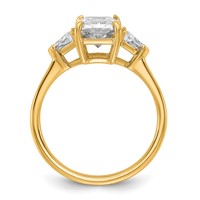 14K Yellow Gold 2.50 Carat Certified Lab Grown Diamond VS SI+ G+ Radiant and Triangle Complete Three Stone Engagement Ring view 2