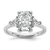 14K White Gold 0.50 Carat Lab Grown Diamond VS SI+ G+ Triangle 2 Carat Radiant Center Semi Mount Three Stone Engagement Ring view 1
