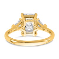 14K Yellow Gold 0.50 Carat Lab Grown Diamond VS SI+ G+ Triangle 2 Carat Radiant Center Semi Mount Three Stone Engagement Ring view 5
