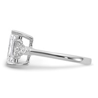 14K White Gold 3.12 Carat Certified Lab Grown Diamond VS+ F+ Radiant and Triangle Complete Three Stone Engagement Ring view 3