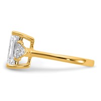 14K Yellow Gold 3.12 Carat Certified Lab Grown Diamond VS SI+ G+ Radiant and Triangle Complete Three Stone Engagement Ring view 3