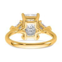 14K Yellow Gold 3.12 Carat Certified Lab Grown Diamond VS SI+ G+ Radiant and Triangle Complete Three Stone Engagement Ring view 5