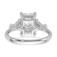 14K White Gold 0.62 Carat Lab Grown Diamond VS SI+ G+ Triangle 2.50 Carat Radiant Center Semi Mount Three Stone Engagement Ring view 5