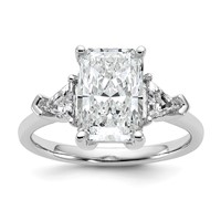 14K White Gold 0.62 Carat Lab Grown Diamond VS SI+ G+ Triangle 2.50 Carat Radiant Center Semi Mount Three Stone Engagement Ring view 1