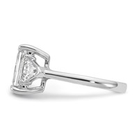 14K White Gold 3.62 Carat Certified Lab Grown Diamond VS+ F+ Radiant and Triangle Complete Three Stone Engagement Ring view 3