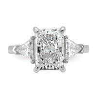14K White Gold 3.62 Carat Certified Lab Grown Diamond VS+ F+ Radiant and Triangle Complete Three Stone Engagement Ring view 4