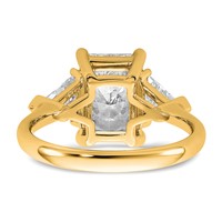 14K Yellow Gold 3.62 Carat Certified Lab Grown Diamond VS SI+ G+ Radiant and Triangle Complete Three Stone Engagement Ring view 5