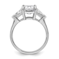 14K White Gold 0.62 Carat Lab Grown Diamond VS SI+ G+ Triangle 3 Carat Radiant Center Semi Mount Three Stone Engagement Ring view 2