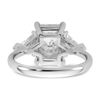 14K White Gold 0.62 Carat Lab Grown Diamond VS SI+ G+ Triangle 3 Carat Radiant Center Semi Mount Three Stone Engagement Ring view 5