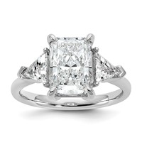 14K White Gold 0.62 Carat Lab Grown Diamond VS SI+ G+ Triangle 3 Carat Radiant Center Semi Mount Three Stone Engagement Ring view 1