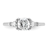 14K White Gold 1.50 Carat Certified Lab Grown Diamond VS+ F+ Cushion and Triangle Complete Three Stone Engagement Ring view 4