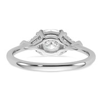 14K White Gold 1.50 Carat Certified Lab Grown Diamond VS+ F+ Cushion and Triangle Complete Three Stone Engagement Ring view 5