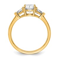 14K Yellow Gold 1.50 Carat Certified Lab Grown Diamond VS SI+ G+ Cushion and Triangle Complete Three Stone Engagement Ring view 2
