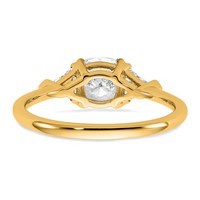 14K Yellow Gold 1.50 Carat Certified Lab Grown Diamond VS SI+ G+ Cushion and Triangle Complete Three Stone Engagement Ring view 5