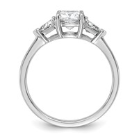 14K White Gold 0.50 Carat Lab Grown Diamond VS SI+ G+ Triangle 1 Carat Cushion Center Semi Mount Three Stone Engagement Ring view 2