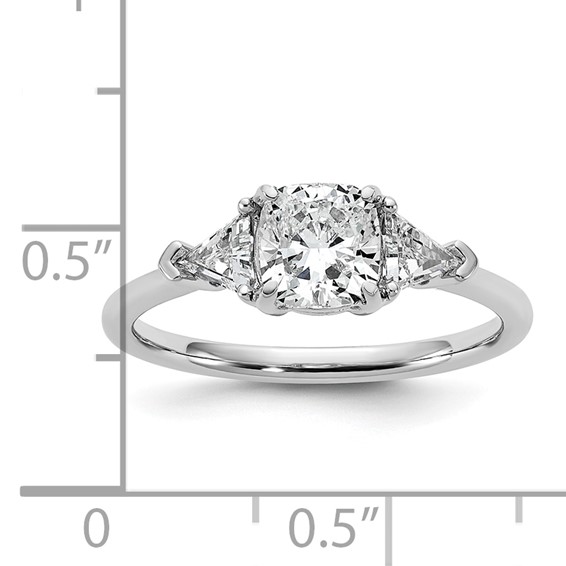 Gold Diamond Cushion and Triangle 3-Stone Bridal Rings