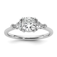 14K White Gold 0.50 Carat Lab Grown Diamond VS SI+ G+ Triangle 1 Carat Cushion Center Semi Mount Three Stone Engagement Ring view 1