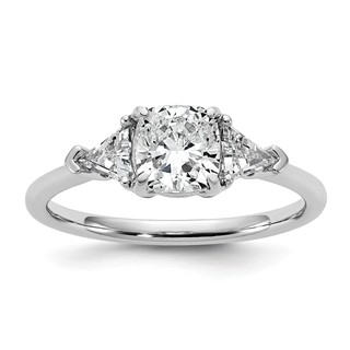 Gold Diamond Cushion and Triangle 3-Stone Bridal Rings