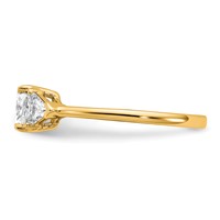 14K Yellow Gold 0.50 Carat Lab Grown Diamond VS SI+ G+ Triangle 1 Carat Cushion Center Semi Mount Three Stone Engagement Ring view 3