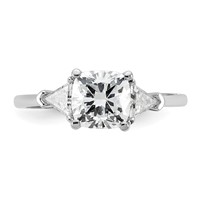 14K White Gold 2 Carat Certified Lab Grown Diamond VS+ F+ Cushion and Triangle Complete Three Stone Engagement Ring view 4