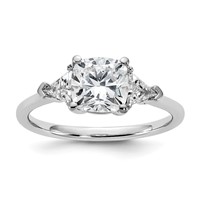 14K White Gold 2 Carat Certified Lab Grown Diamond VS+ F+ Cushion and Triangle Complete Three Stone Engagement Ring view 1