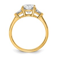 14K Yellow Gold 2 Carat Certified Lab Grown Diamond VS+ F+ Cushion and Triangle Complete Three Stone Engagement Ring view 2