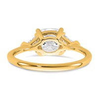 14K Yellow Gold 2 Carat Certified Lab Grown Diamond VS+ F+ Cushion and Triangle Complete Three Stone Engagement Ring view 5
