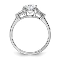 14K White Gold 0.50 Carat Lab Grown Diamond VS+ F+ Triangle 1.50 Carat Cushion Center Semi Mount Three Stone Engagement Ring view 2