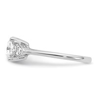 14K White Gold 0.50 Carat Lab Grown Diamond VS+ F+ Triangle 1.50 Carat Cushion Center Semi Mount Three Stone Engagement Ring view 3
