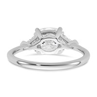 14K White Gold 0.50 Carat Lab Grown Diamond VS+ F+ Triangle 1.50 Carat Cushion Center Semi Mount Three Stone Engagement Ring view 5