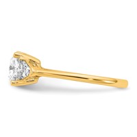 14K Yellow Gold 0.50 Carat Lab Grown Diamond VS SI+ G+ Triangle 1.50 Carat Cushion Center Semi Mount Three Stone Engagement Ring view 3
