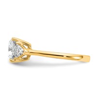 14K Yellow Gold 2.50 Carat Certified Lab Grown Diamond VS+ F+ Cushion and Triangle Complete Three Stone Engagement Ring view 3
