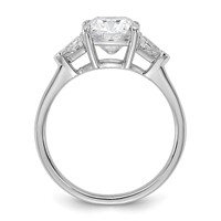 14K White Gold 0.50 Carat Lab Grown Diamond VS SI+ G+ Triangle 2 Carat Cushion Center Semi Mount Three Stone Engagement Ring view 2