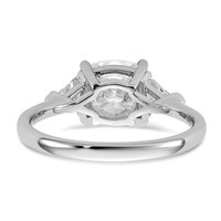 14K White Gold 0.50 Carat Lab Grown Diamond VS SI+ G+ Triangle 2 Carat Cushion Center Semi Mount Three Stone Engagement Ring view 5