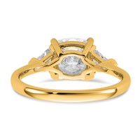 14K Yellow Gold 0.50 Carat Lab Grown Diamond VS+ F+ Triangle 2 Carat Cushion Center Semi Mount Three Stone Engagement Ring view 5