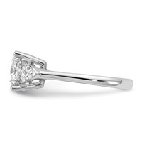 14K White Gold 3.12 Carat Certified Lab Grown Diamond VS SI+ G+ Cushion and Triangle Complete Three Stone Engagement Ring view 3