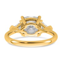 14K Yellow Gold 3.12 Carat Certified Lab Grown Diamond VS SI+ G+ Cushion and Triangle Complete Three Stone Engagement Ring view 5