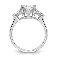 14K White Gold 0.62 Carat Lab Grown Diamond VS SI+ G+ Triangle 2.50 Carat Cushion Center Semi Mount Three Stone Engagement Ring view 2