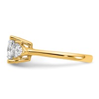 14K Yellow Gold 0.62 Carat Lab Grown Diamond VS SI+ G+ Triangle 2.50 Carat Cushion Center Semi Mount Three Stone Engagement Ring view 3