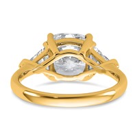 14K Yellow Gold 4 Carat Certified Lab Grown Diamond VS+ F+ Cushion and Triangle Complete Three Stone Engagement Ring view 5