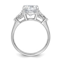 14K White Gold 1 Carat Lab Grown Diamond VS SI+ G+ Triangle 3 Carat Cushion Center Semi Mount Three Stone Engagement Ring view 2