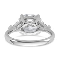 14K White Gold 1 Carat Lab Grown Diamond VS SI+ G+ Triangle 3 Carat Cushion Center Semi Mount Three Stone Engagement Ring view 5