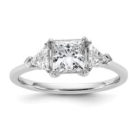 14K White Gold 1.50 Carat Certified Lab Grown Diamond VS+ F+ Princess and Trillion Complete Three Stone Engagement Ring view 1