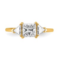 14K Yellow Gold 1.50 Carat Certified Lab Grown Diamond VS SI+ G+ Princess and Trillion Complete Three Stone Engagement Ring view 4